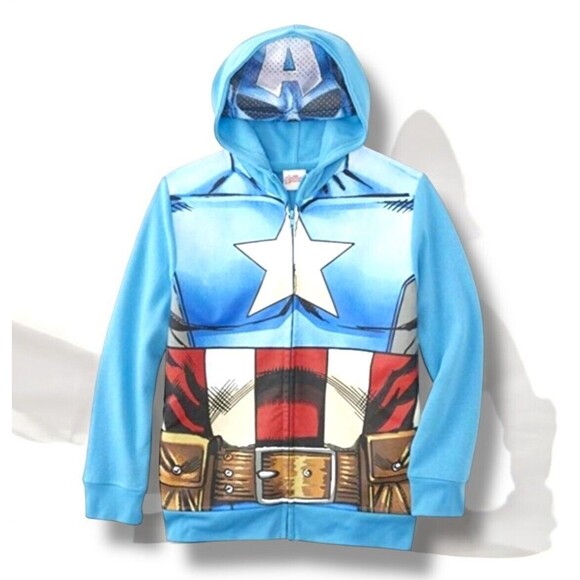 The Avengers Captain America Hoodie Boys Medium Size 8 Costume Jacket New NWT - Picture 1 of 10